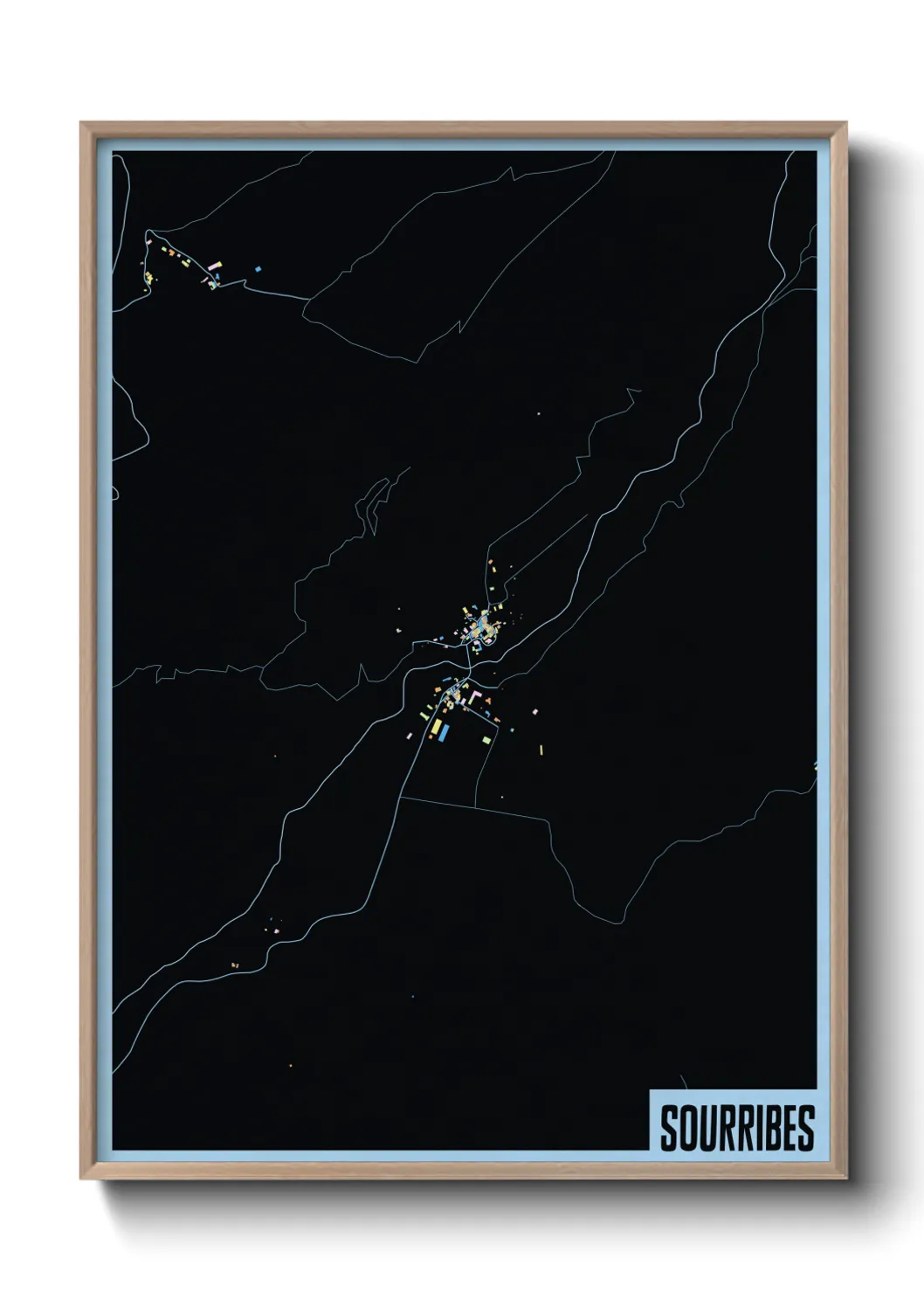 Une affiche de carte sur Sourribes