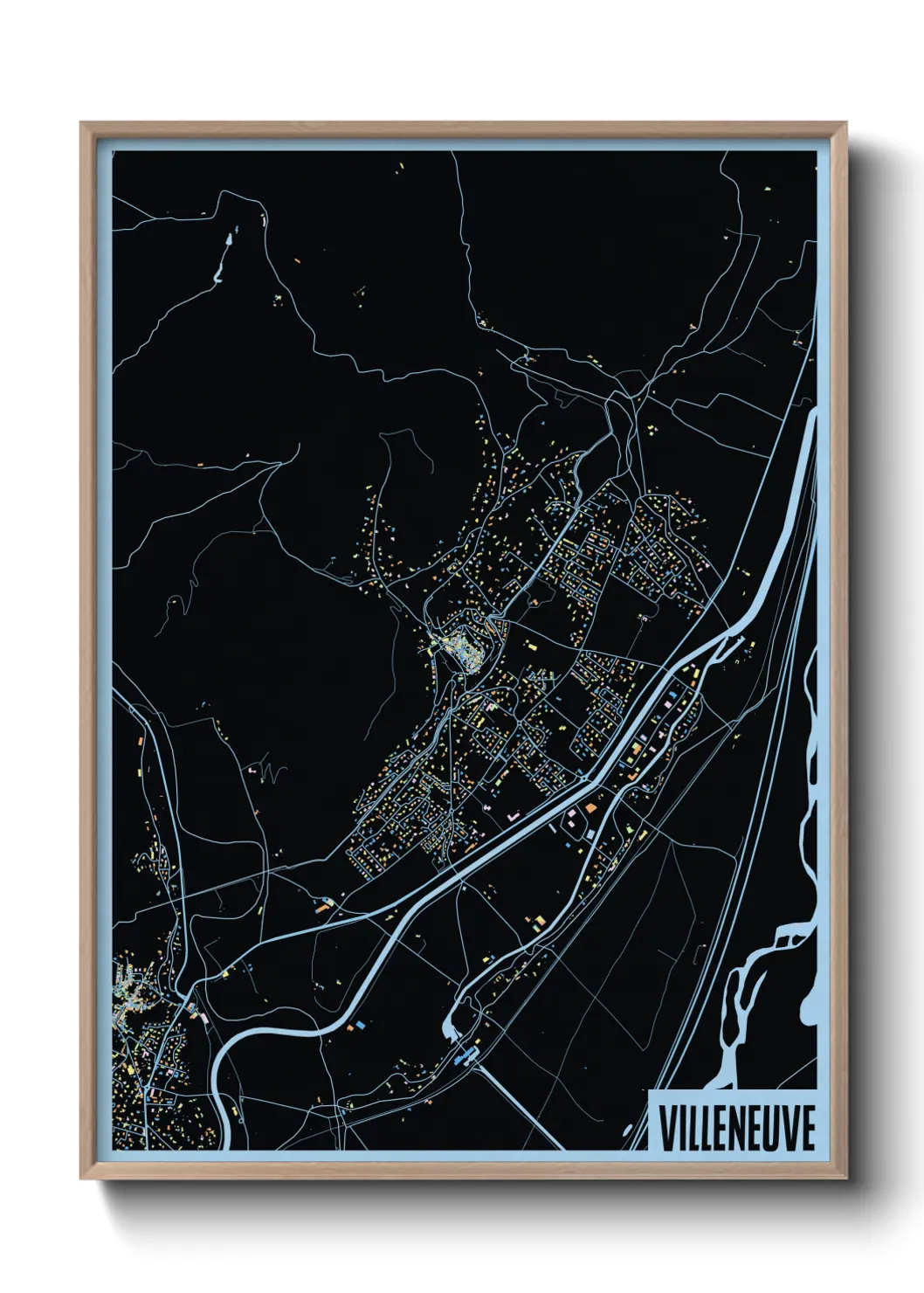 Une affiche de carte sur Villeneuve