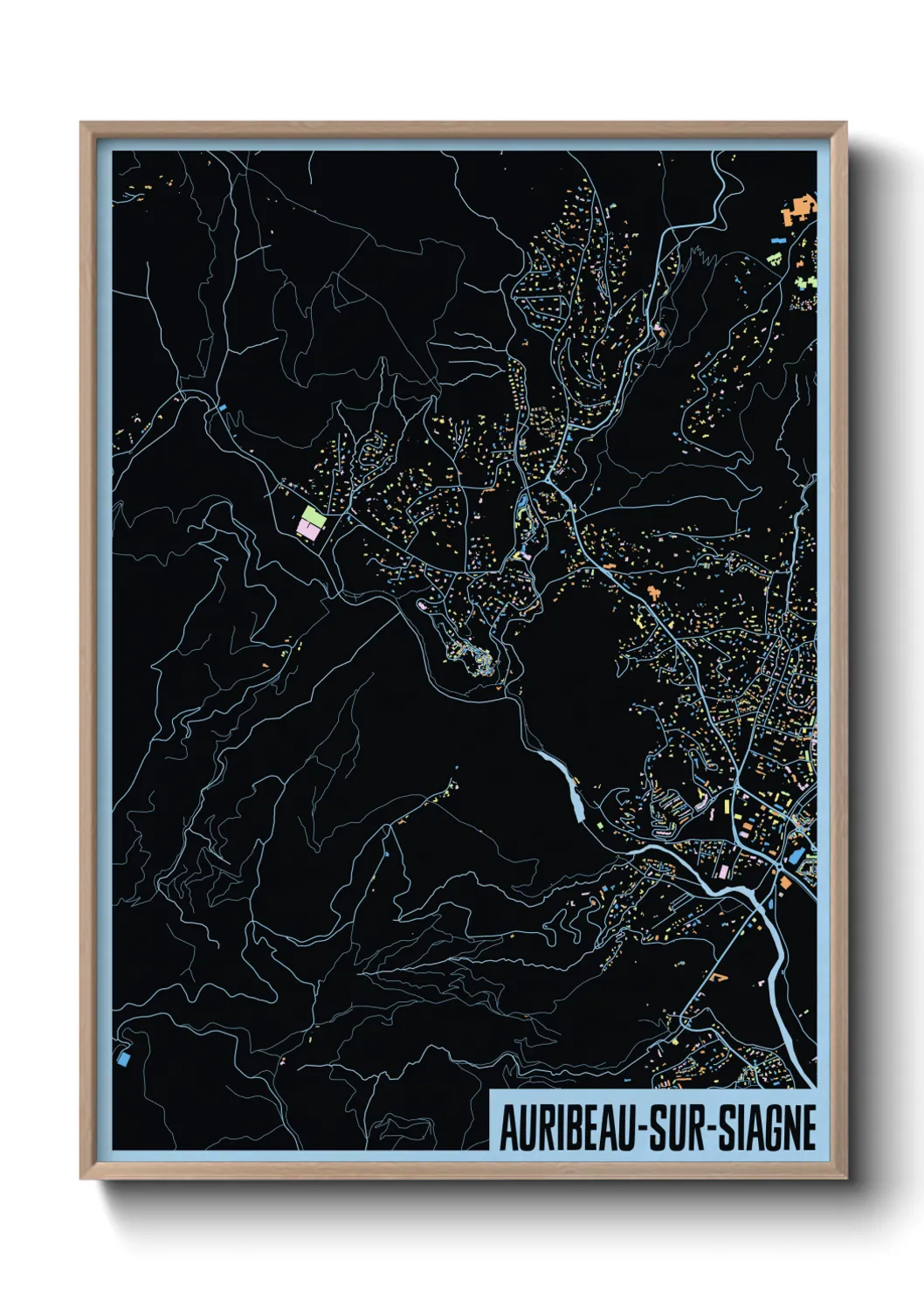 Une affiche de carte sur Auribeau-sur-Siagne