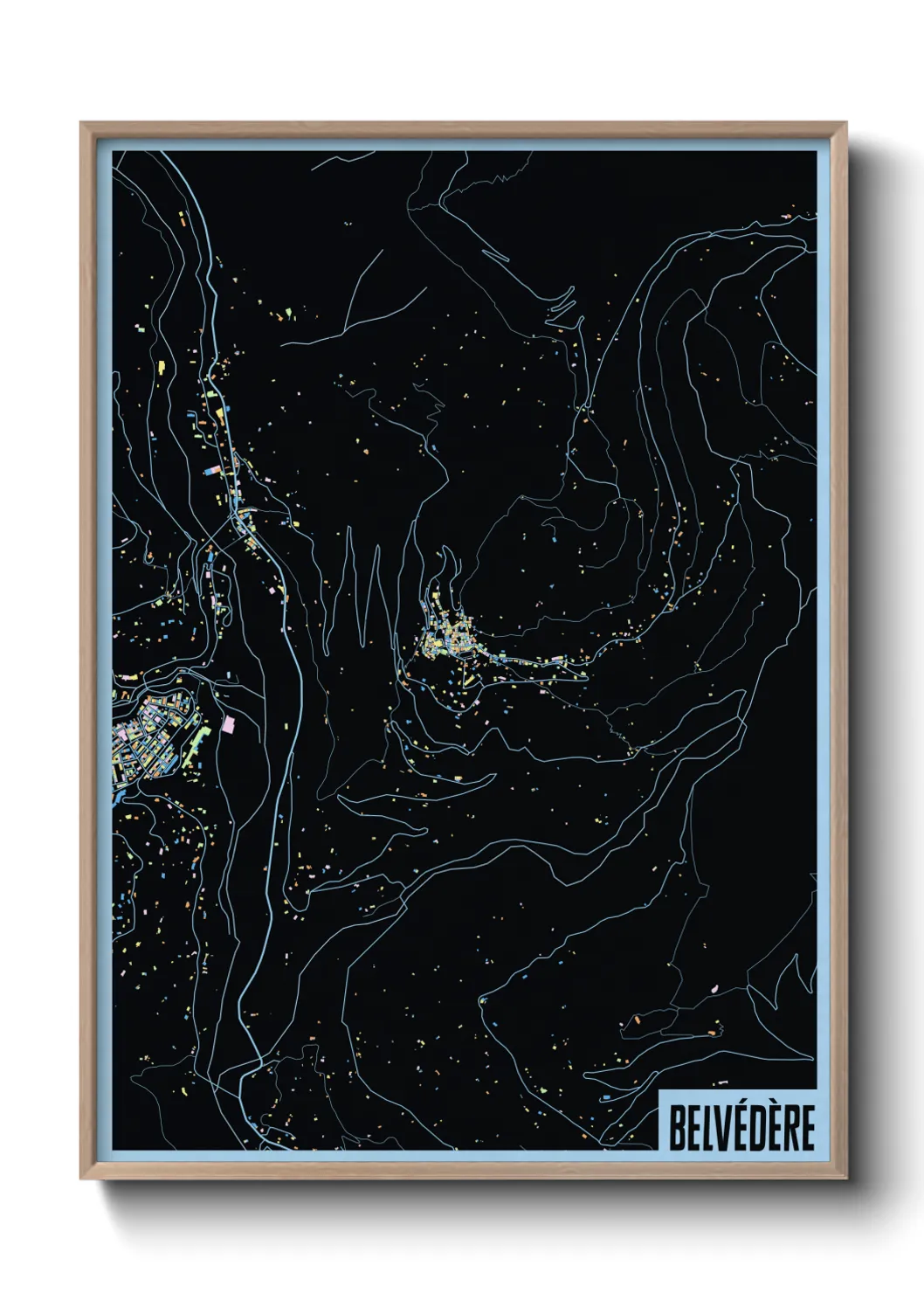 Une affiche de carte sur Belvédère