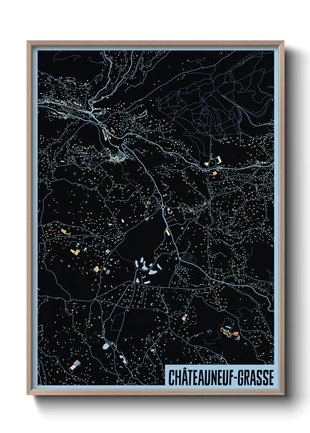 Une affiche de carte sur Châteauneuf-Grasse