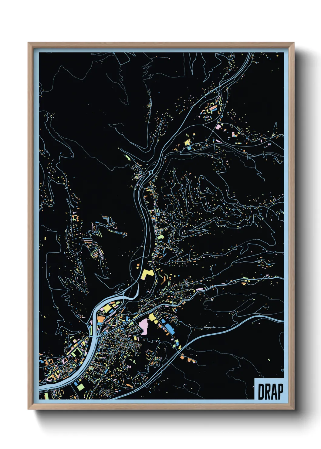 Une affiche de carte sur Drap