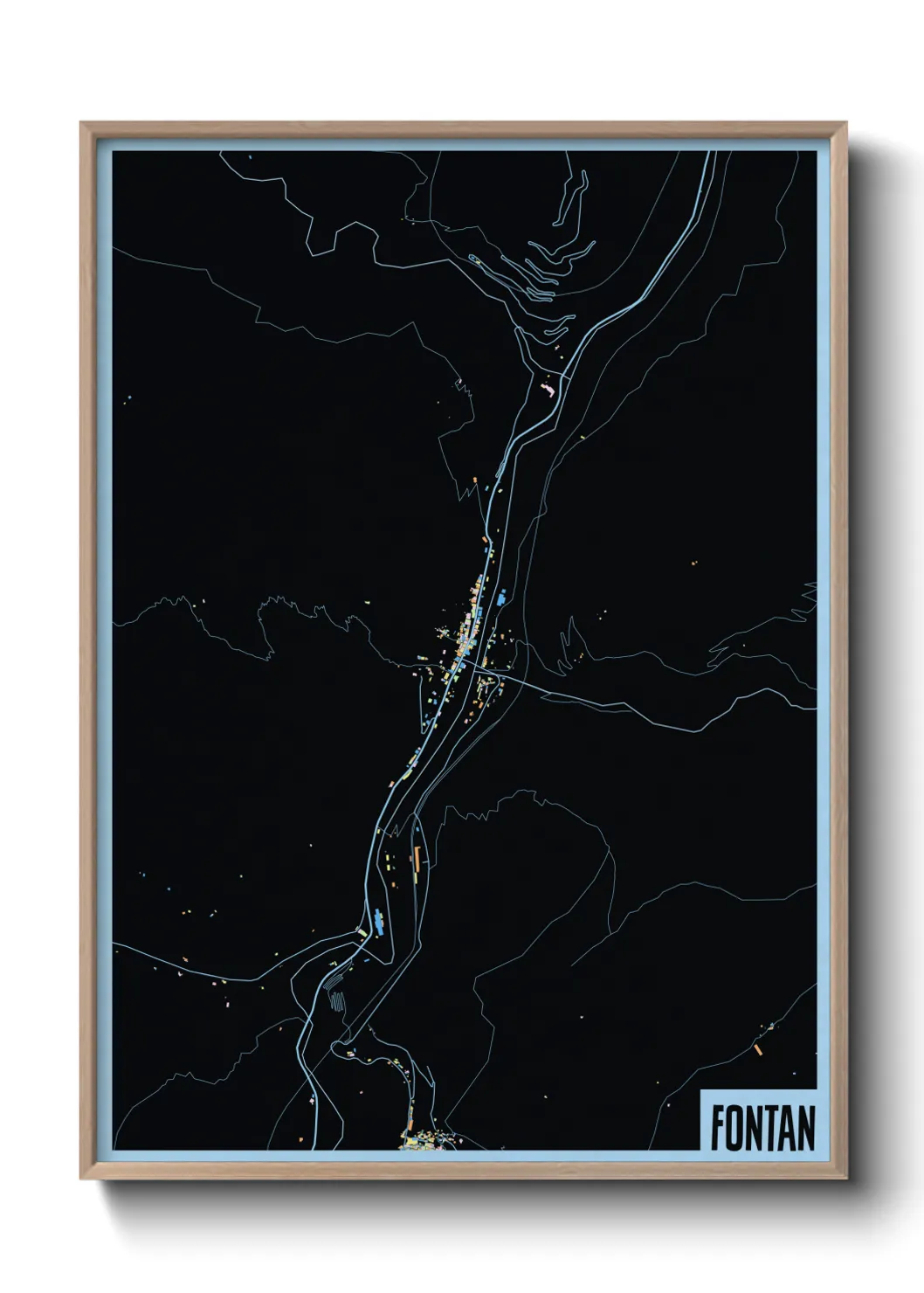 Une affiche de carte sur Fontan