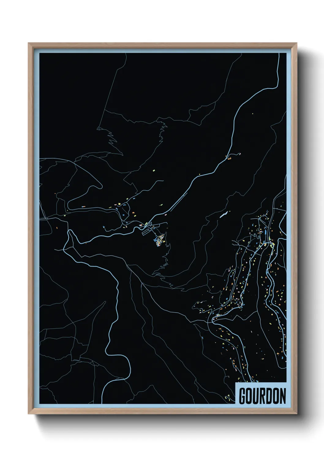 Une affiche de carte sur Gourdon