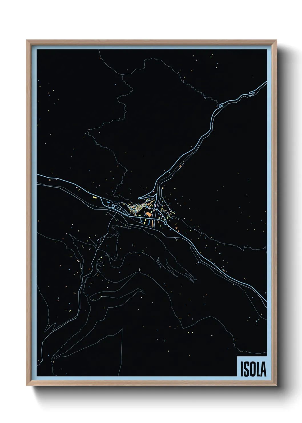 Une affiche de carte sur Isola