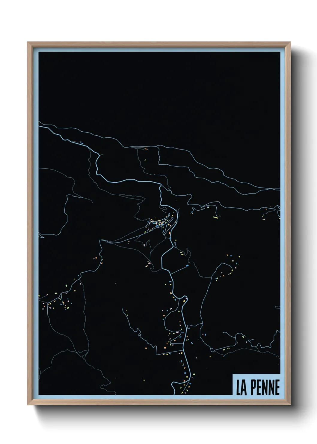 Une affiche de carte sur La Penne