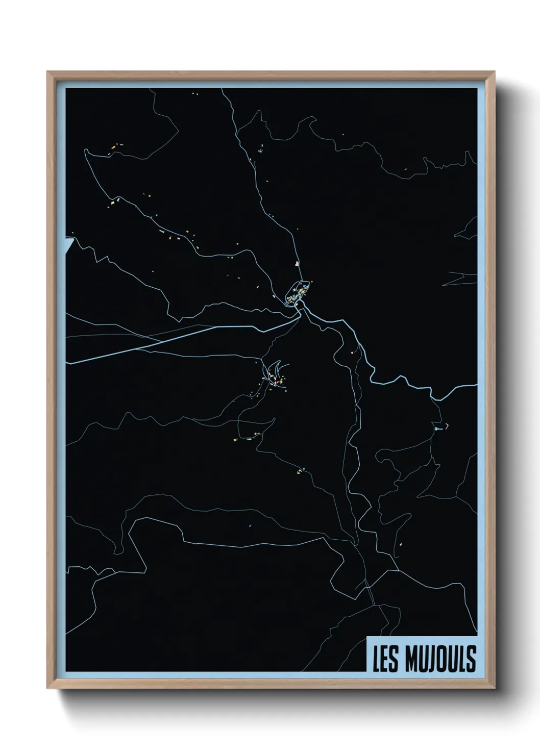 Une affiche de carte sur Les Mujouls