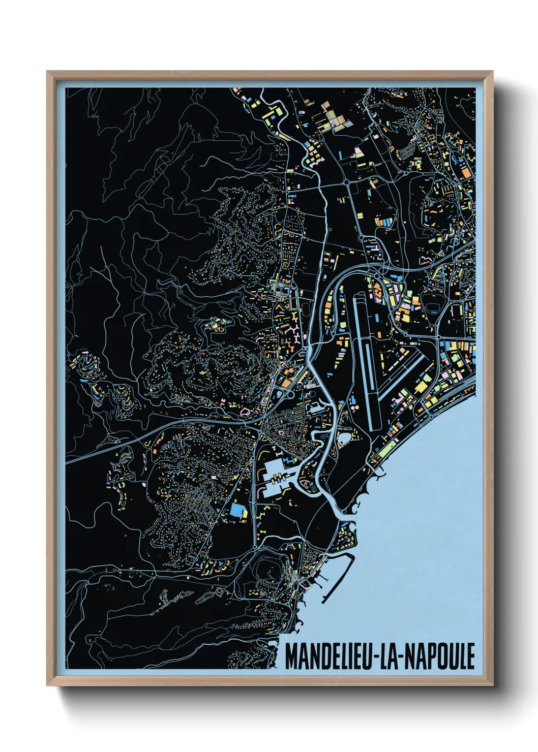 Une affiche de carte sur Mandelieu-la-Napoule