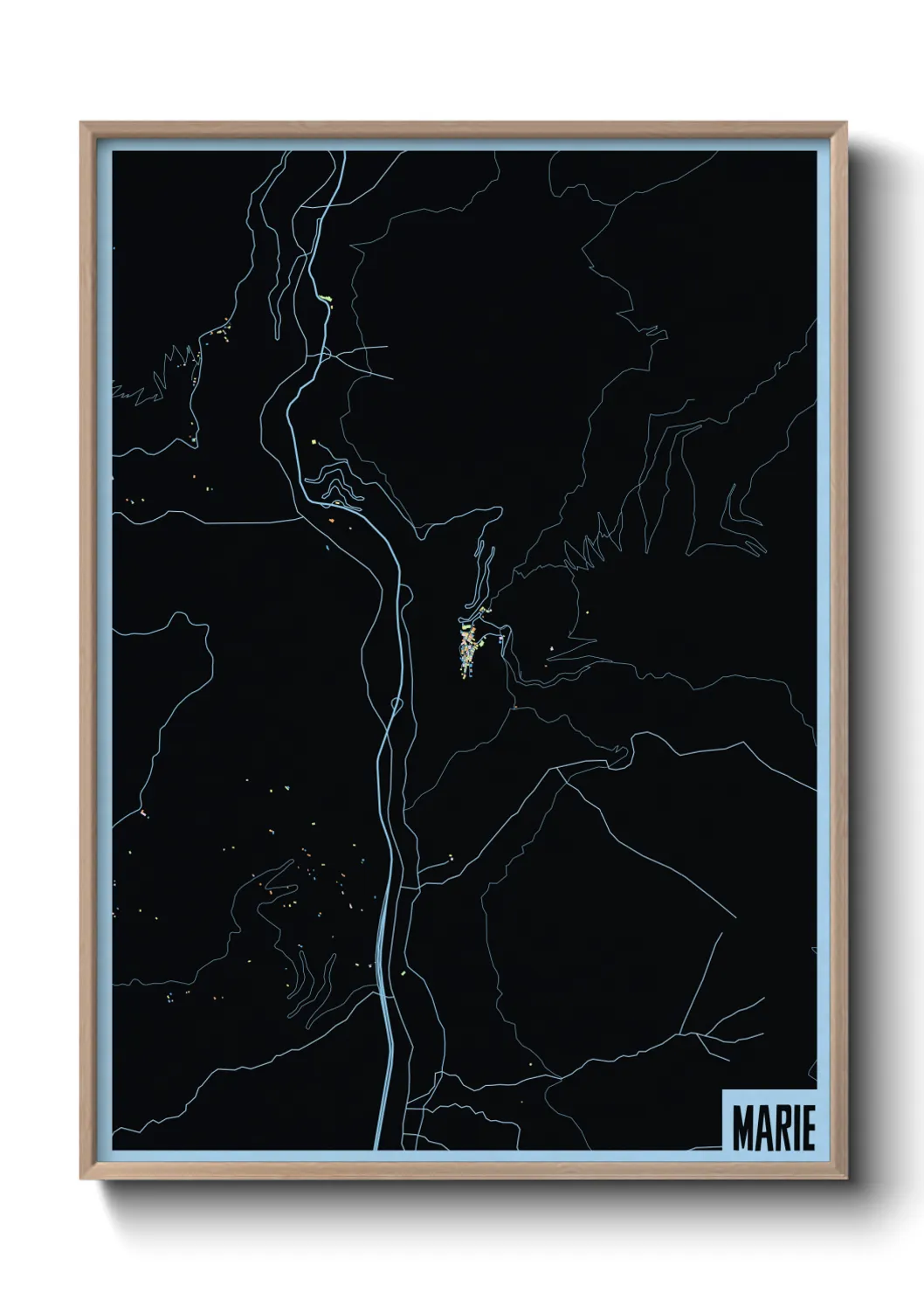 Une affiche de carte sur Marie