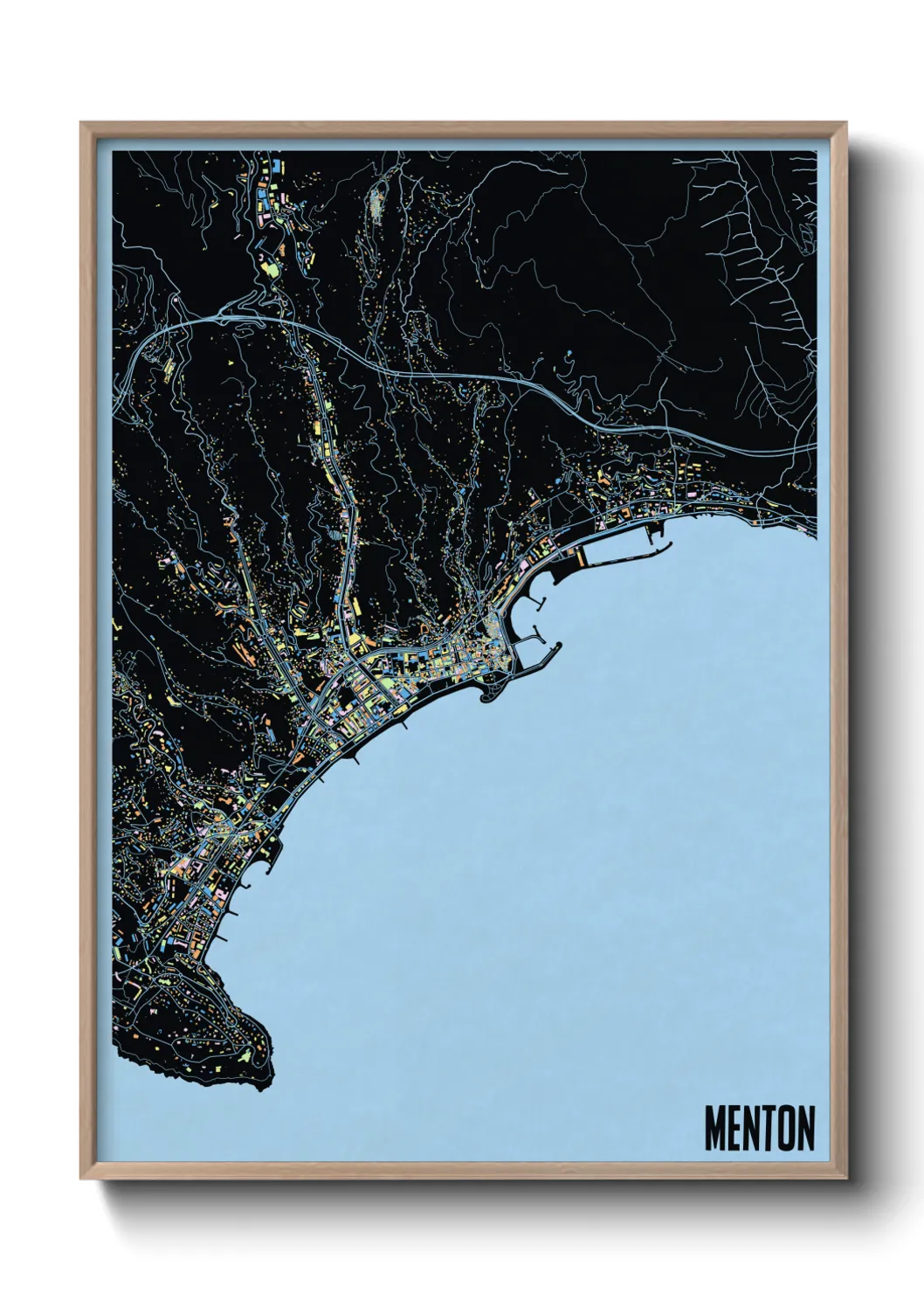 Une affiche de carte sur Menton