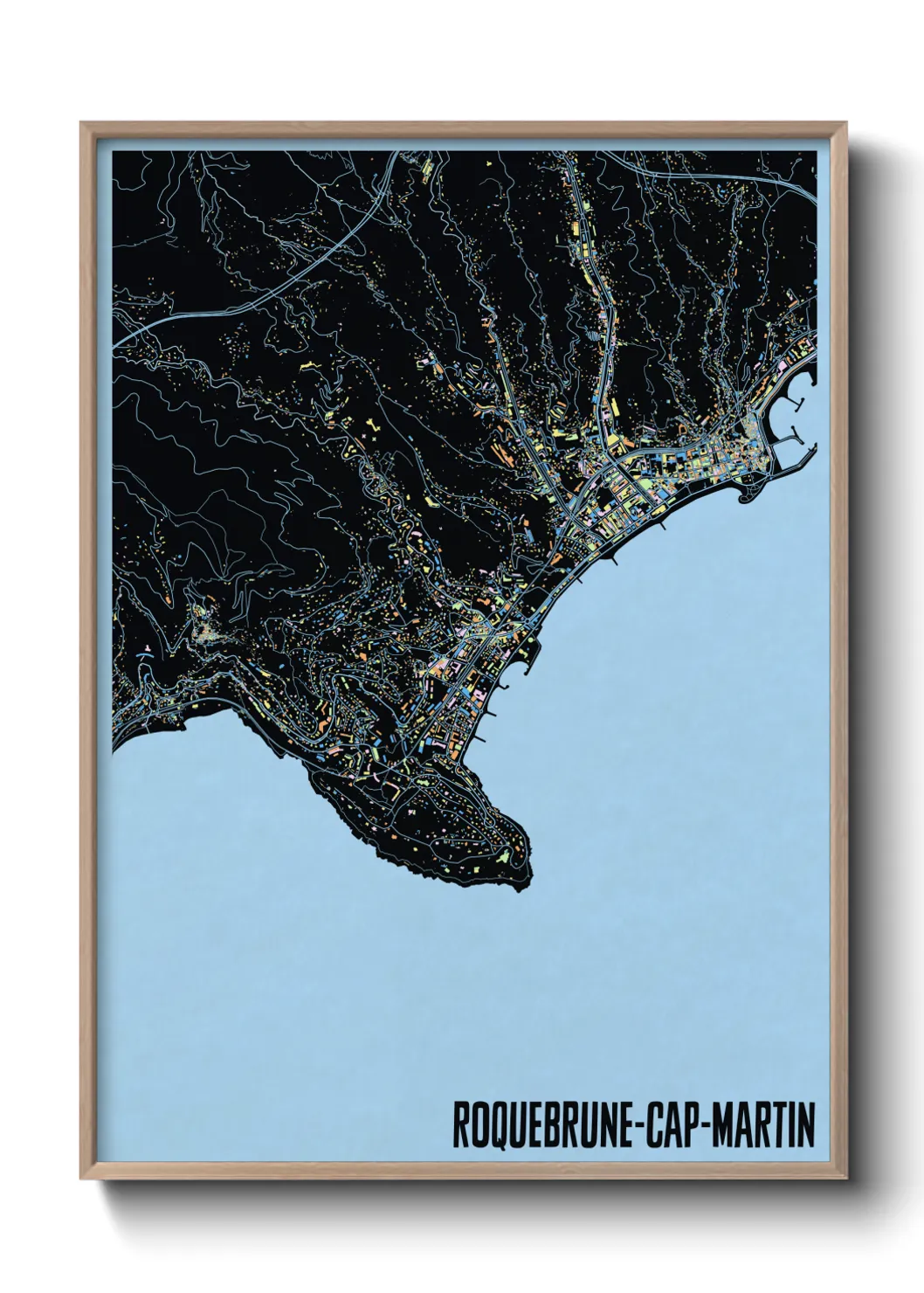 Une affiche de carte sur Roquebrune-Cap-Martin