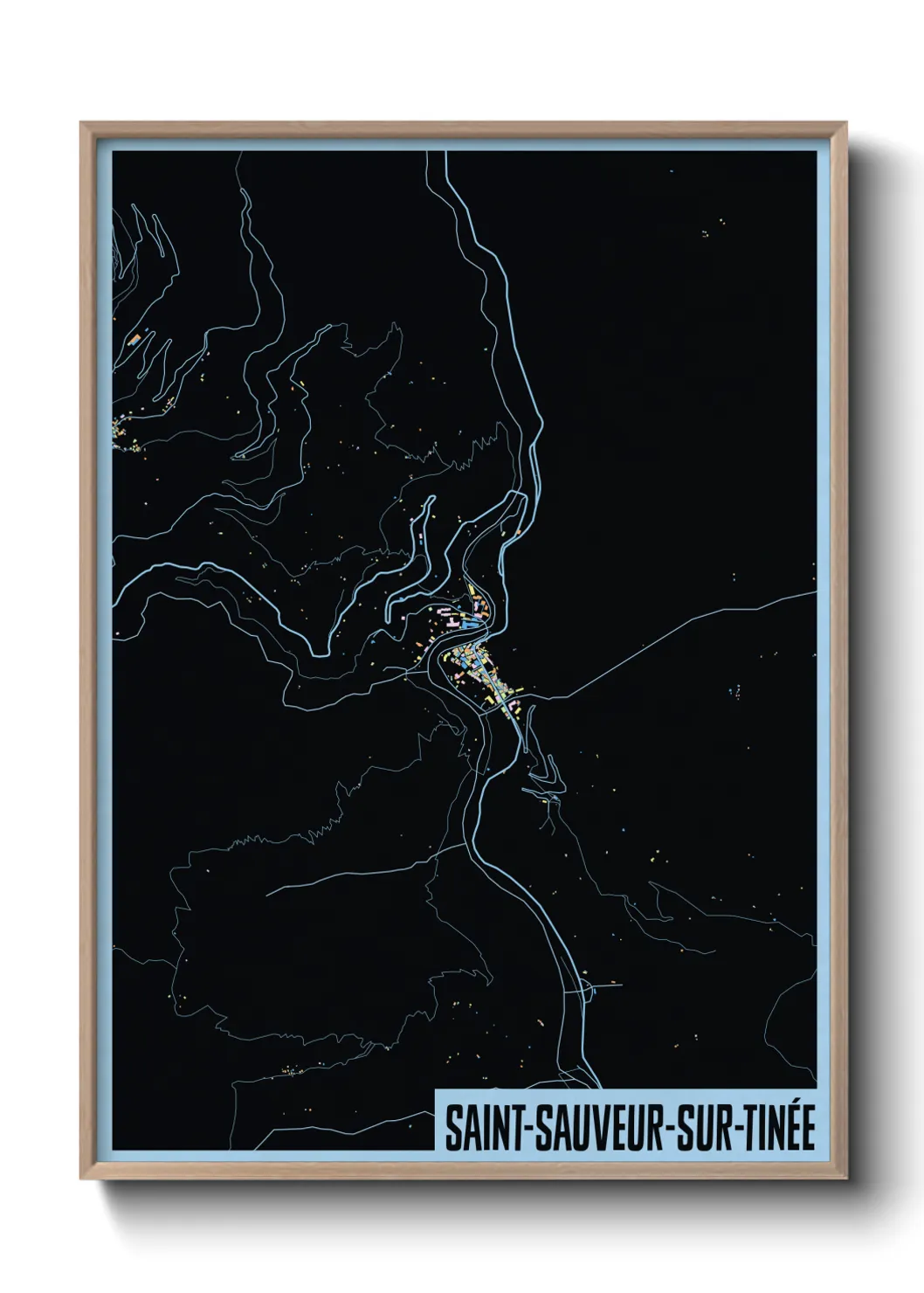 Une affiche de carte sur Saint-Sauveur-sur-Tinée