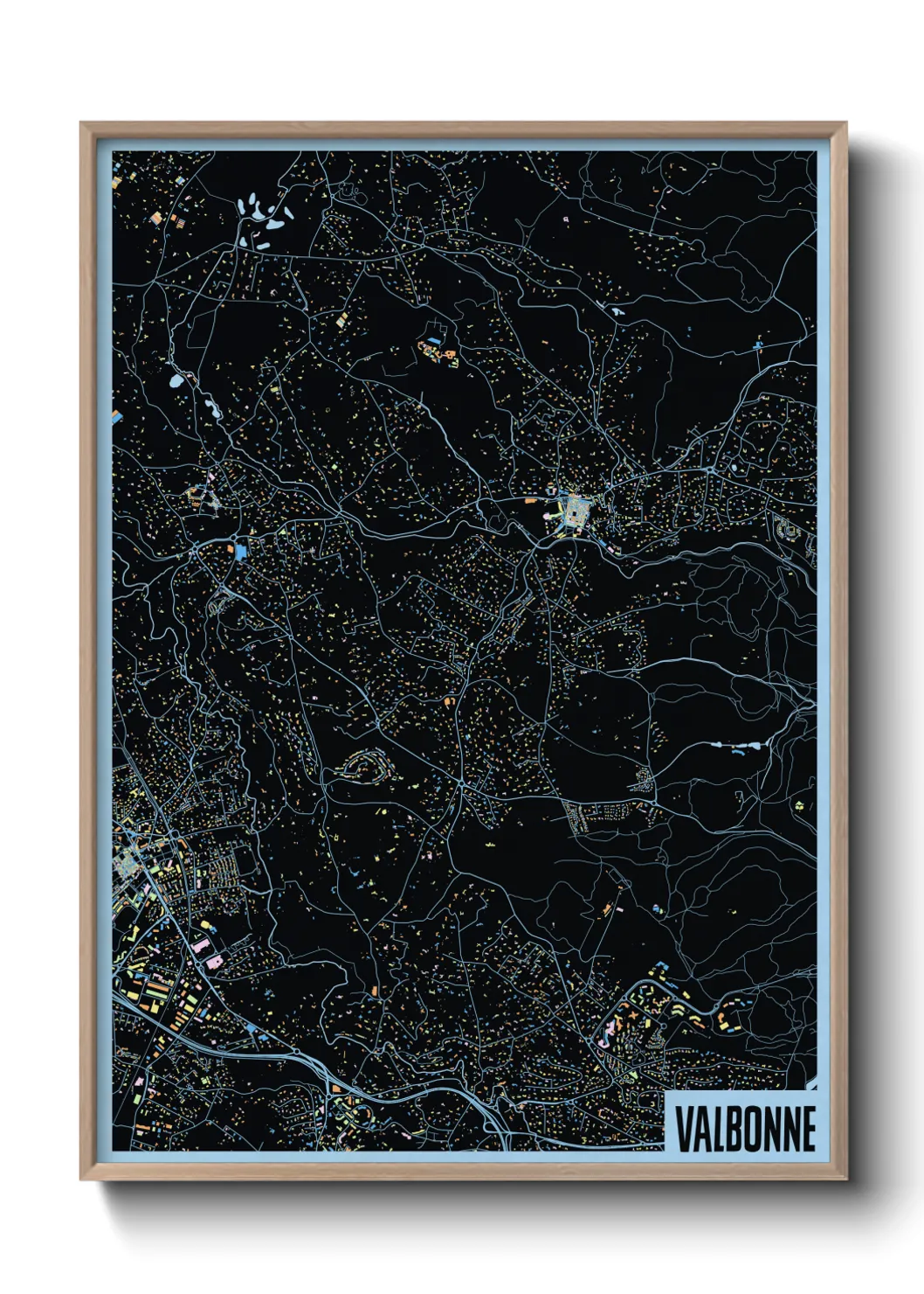 Une affiche de carte sur Valbonne