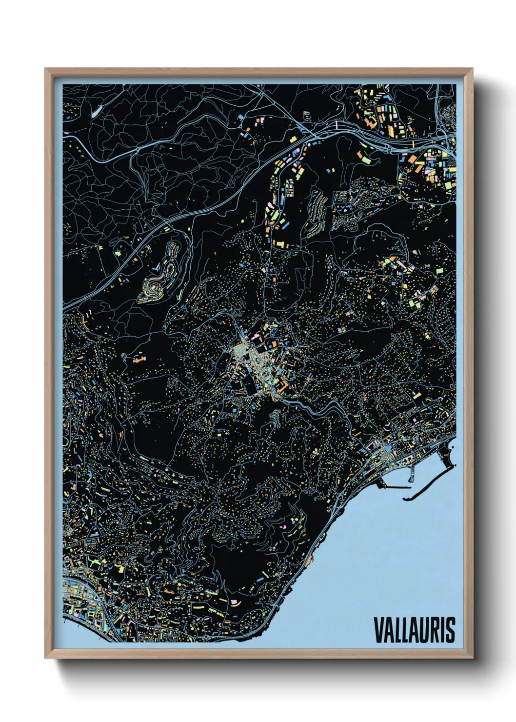 Une affiche de carte sur Vallauris