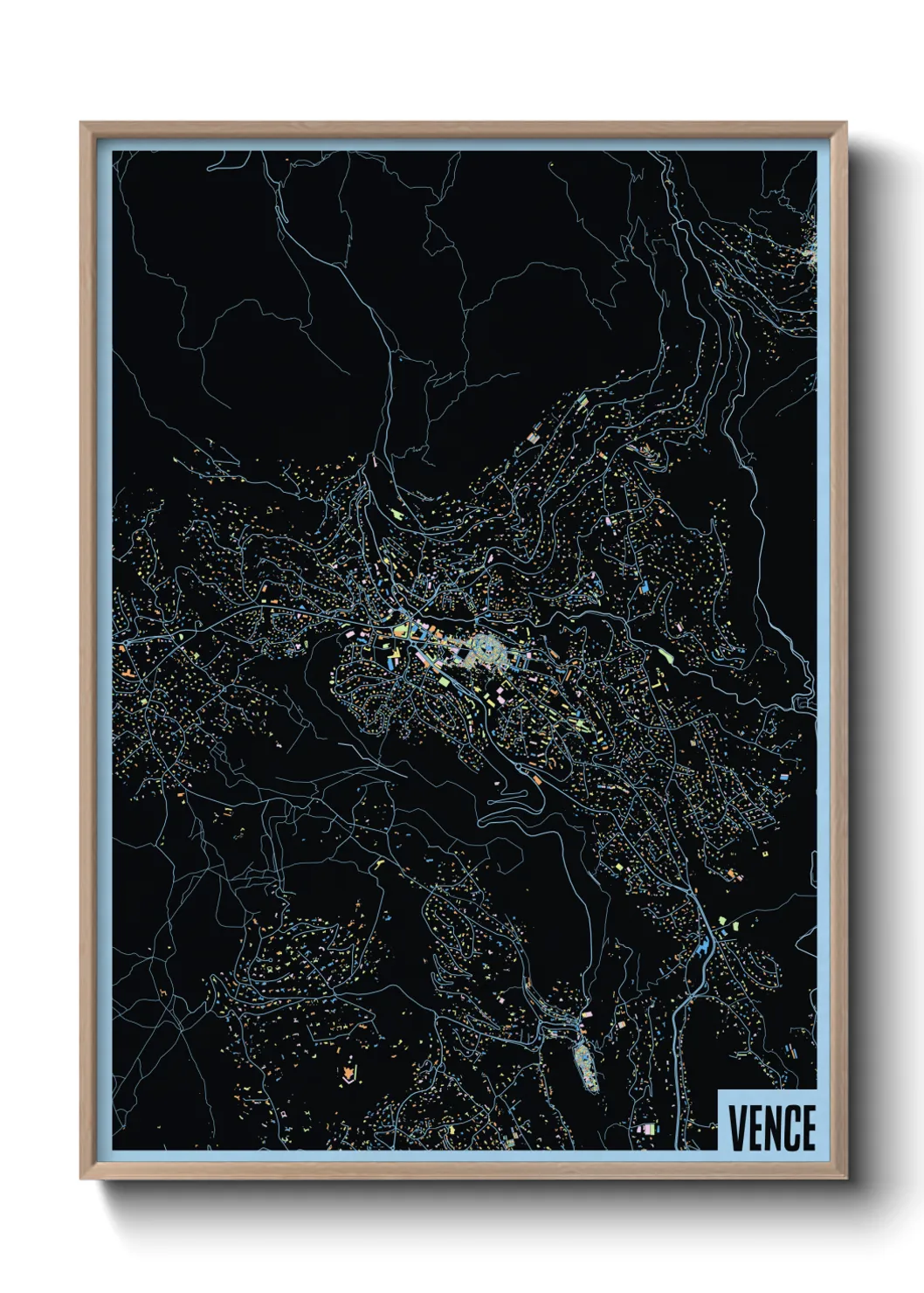 Une affiche de carte sur Vence