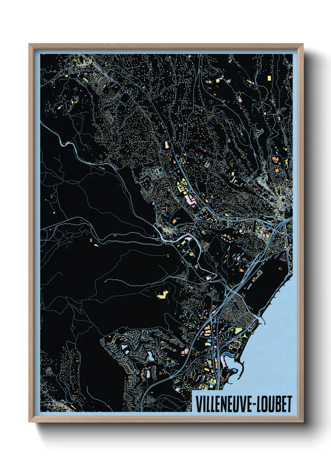 Une affiche de carte sur Villeneuve-Loubet