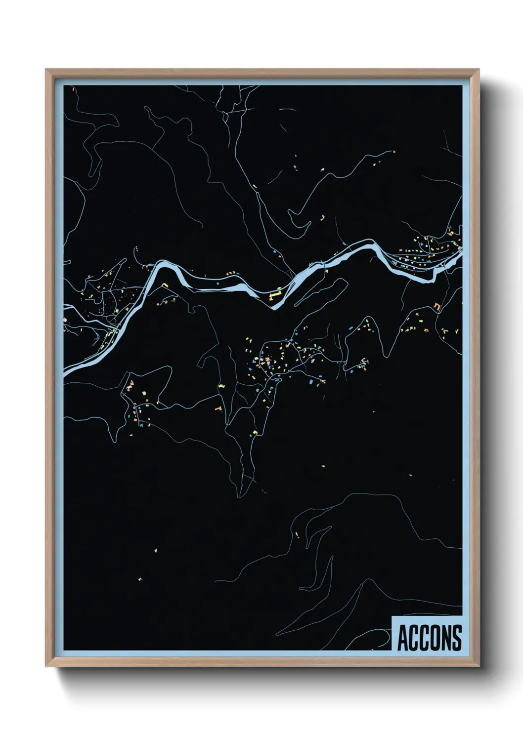 Une affiche de carte sur Accons