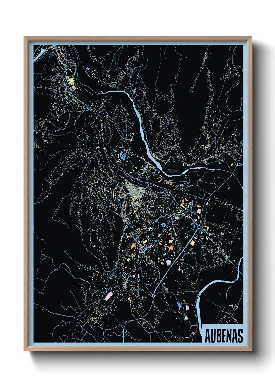 Une affiche de carte sur Aubenas