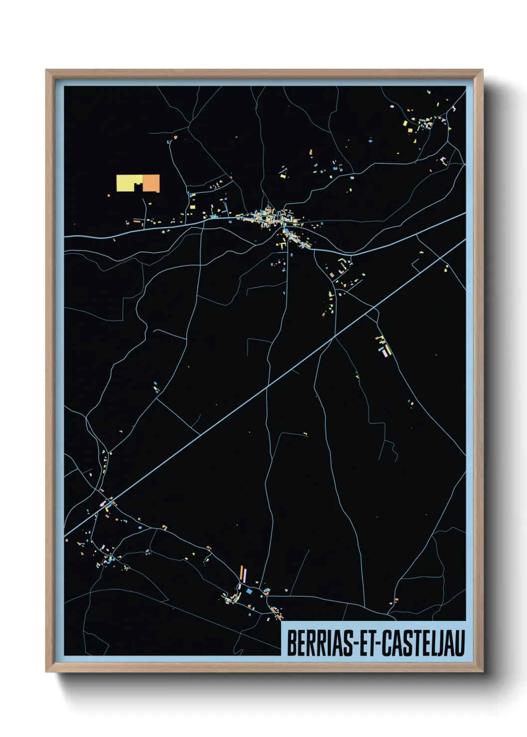 Une affiche de carte sur Berrias-et-Casteljau