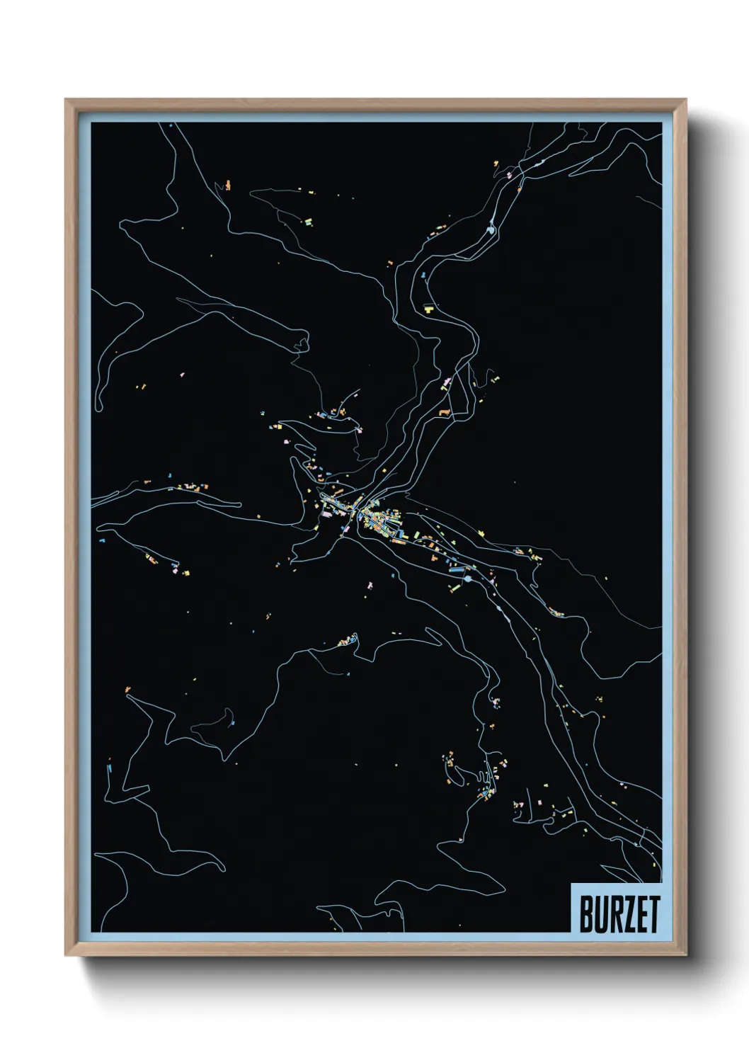 Une affiche de carte sur Burzet