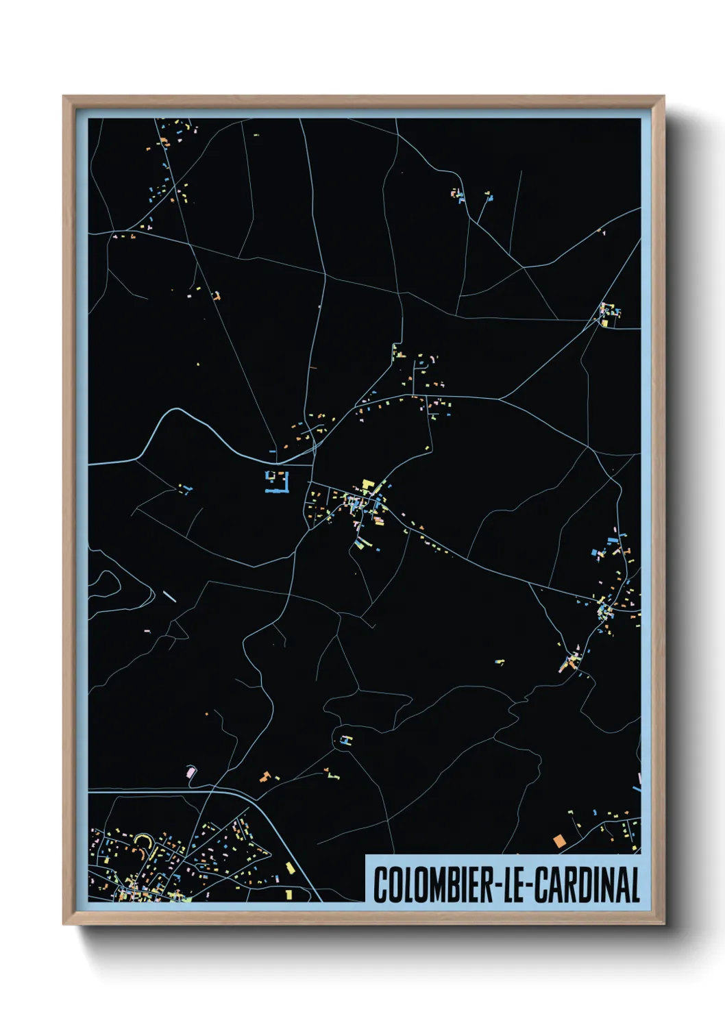 Une affiche de carte sur Colombier-le-Cardinal