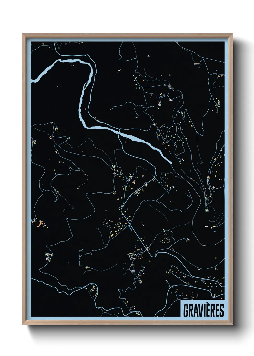 Une affiche de carte sur Gravières