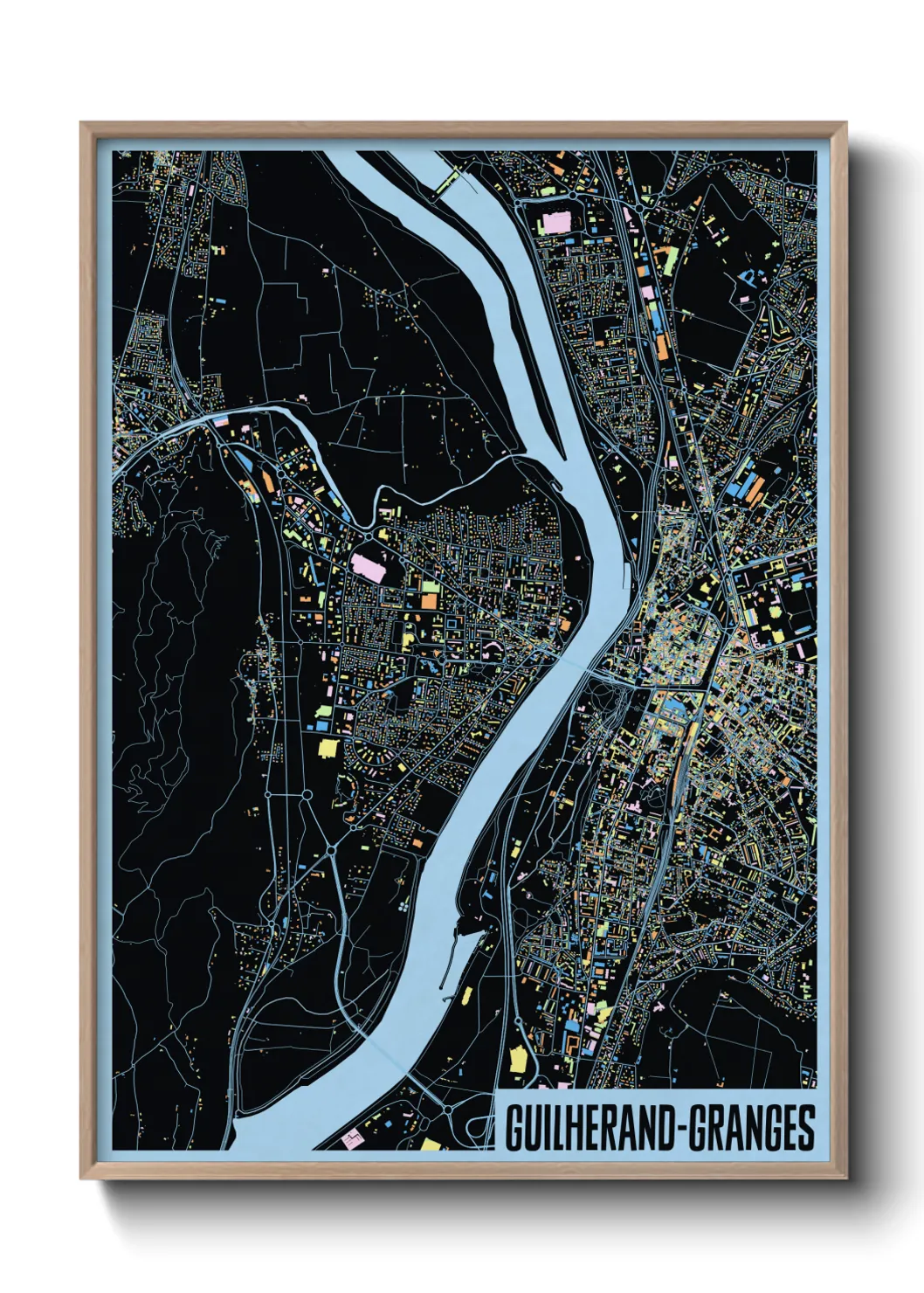 Une affiche de carte sur Guilherand-Granges