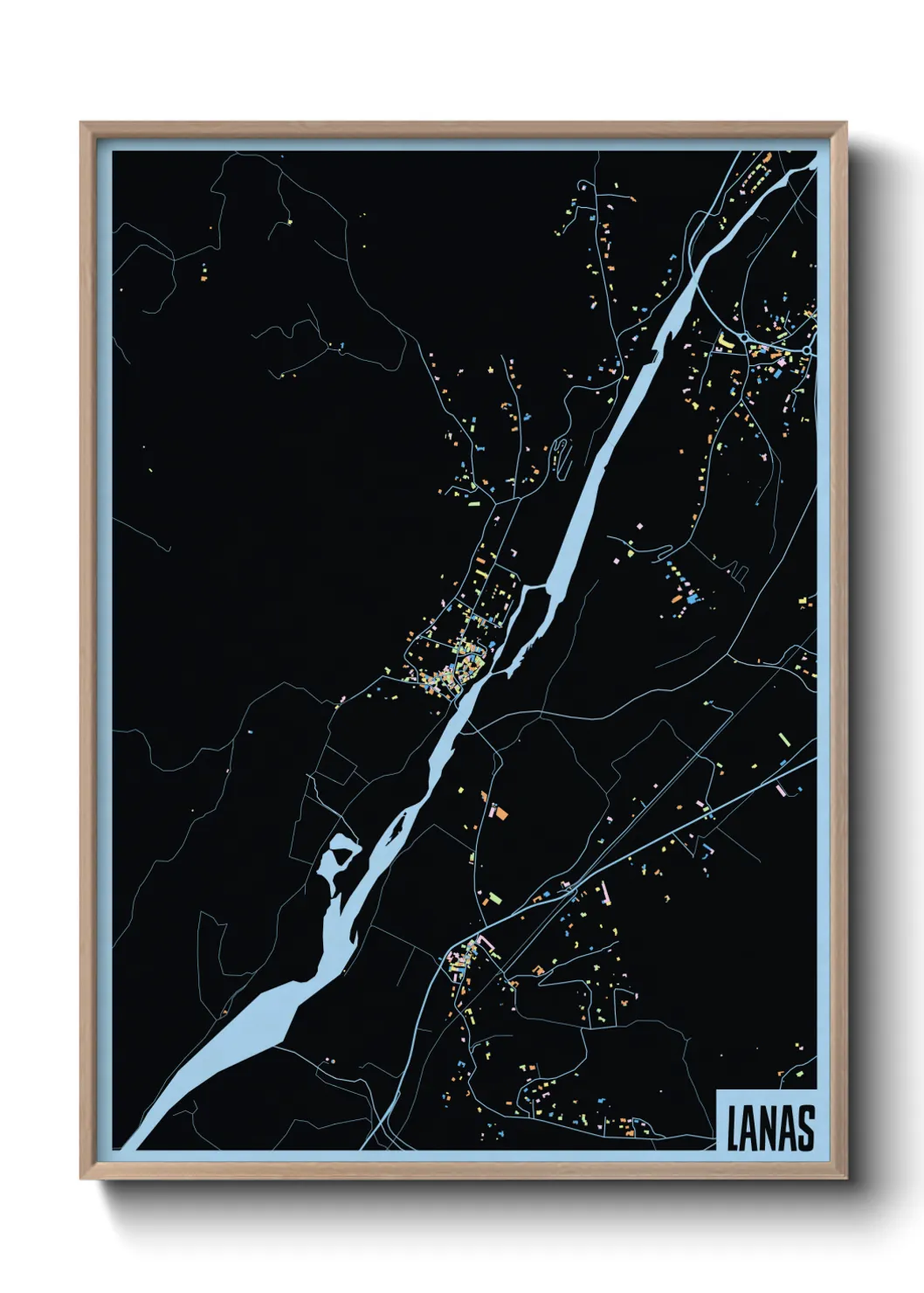 Une affiche de carte sur Lanas