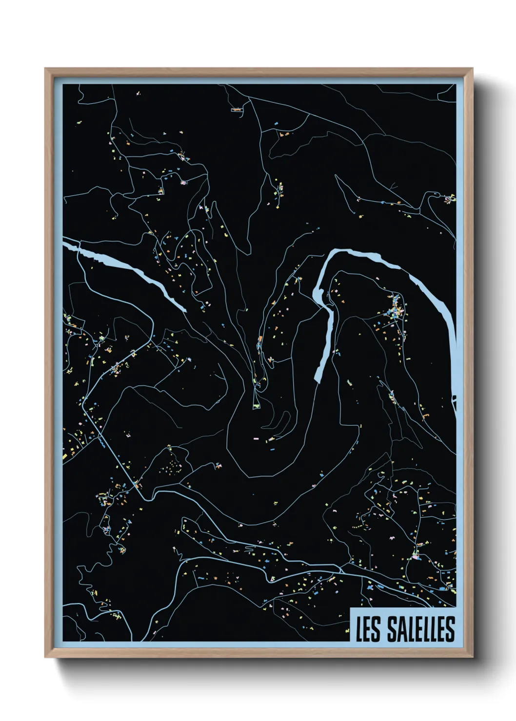 Une affiche de carte sur Les Salelles