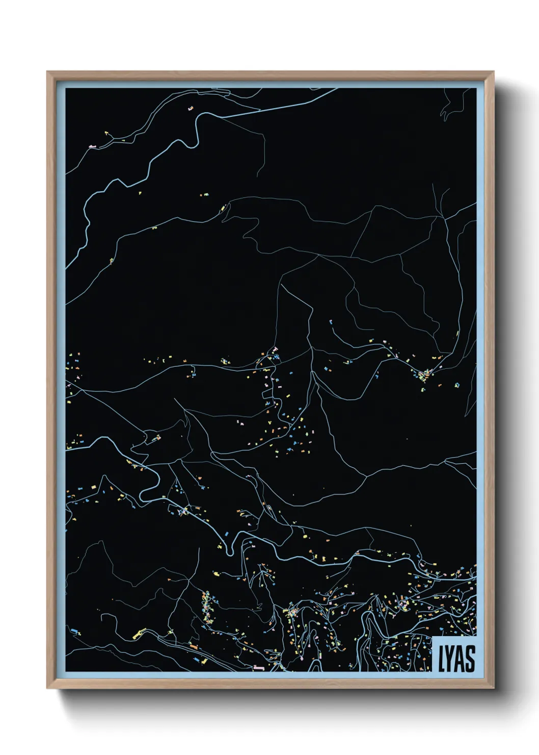 Une affiche de carte sur Lyas