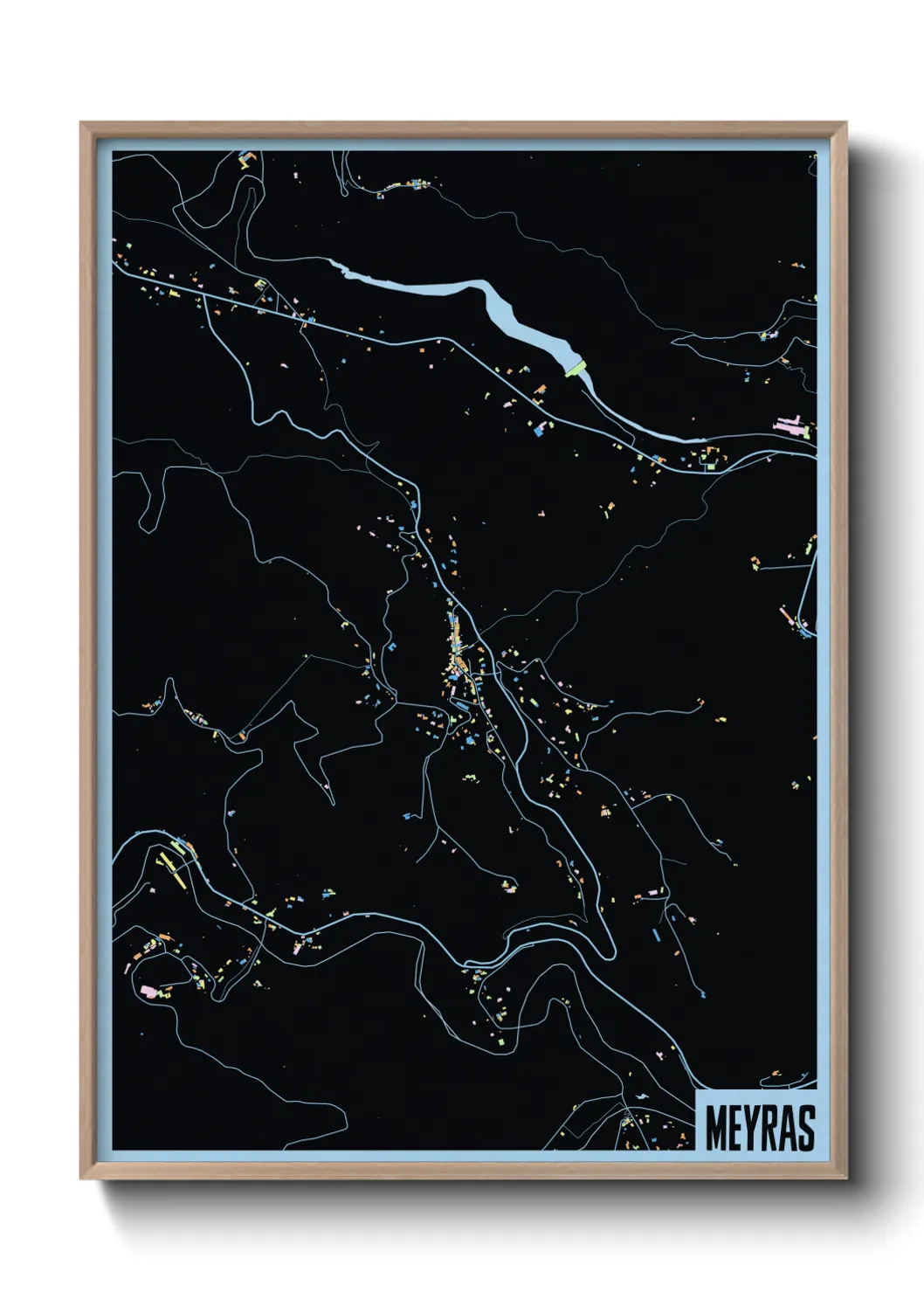 Une affiche de carte sur Meyras