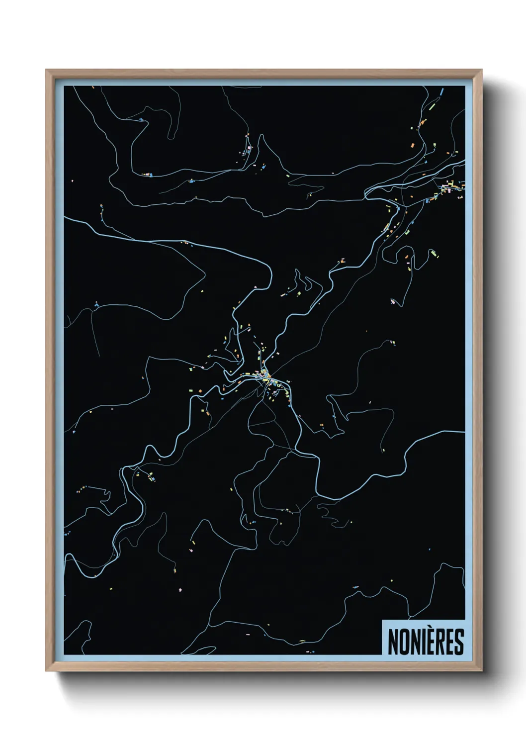 Une affiche de carte sur Nonières