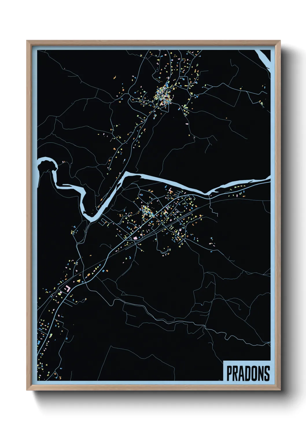 Une affiche de carte sur Pradons