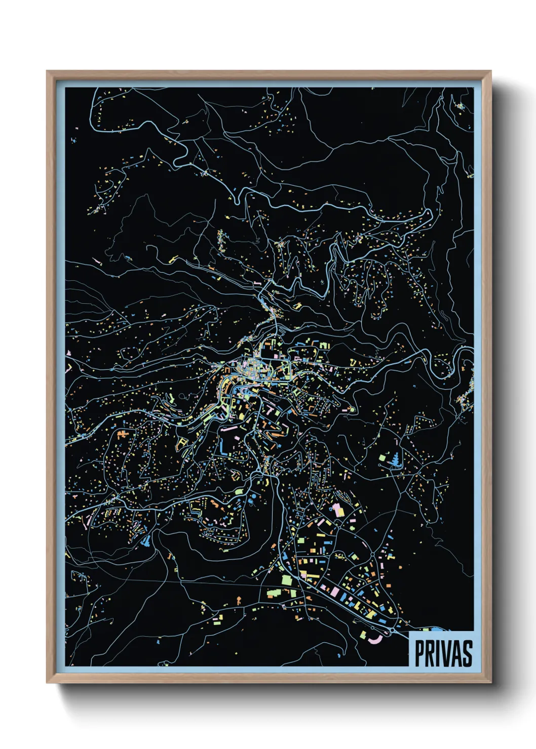 Une affiche de carte sur Privas
