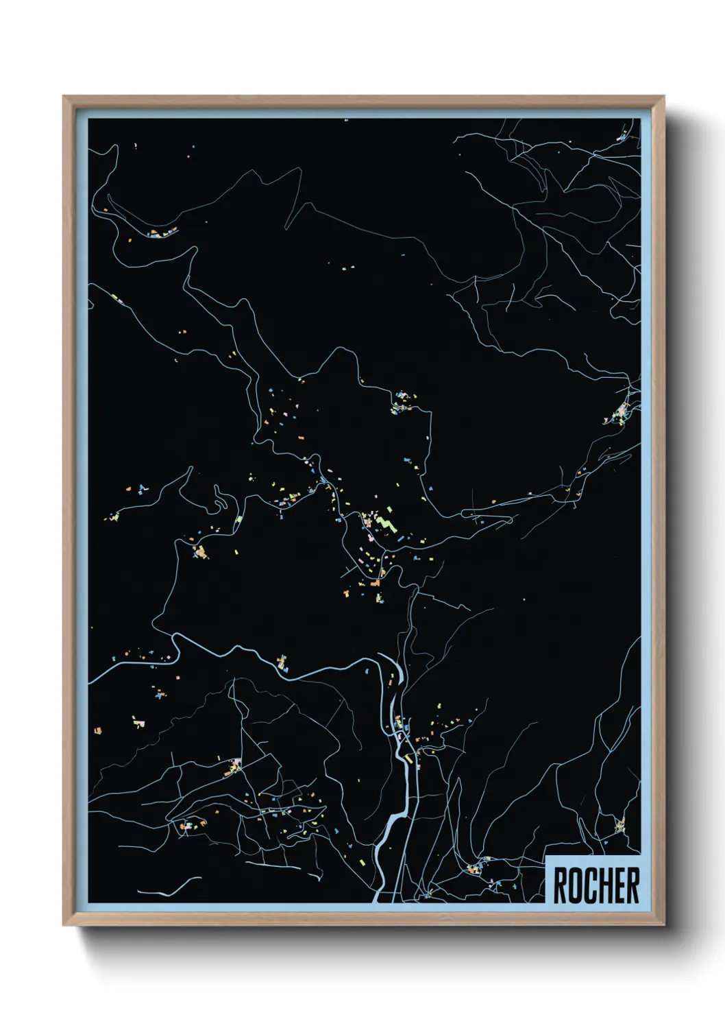 Une affiche de carte sur Rocher