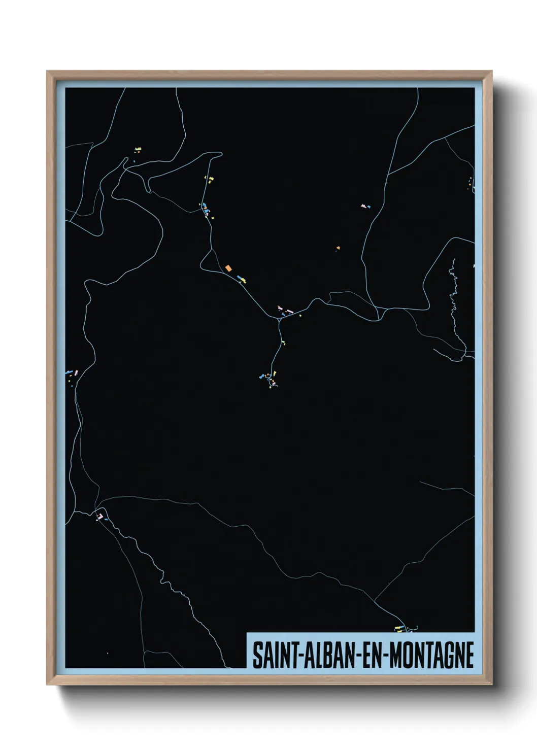 Une affiche de carte sur Saint-Alban-en-Montagne