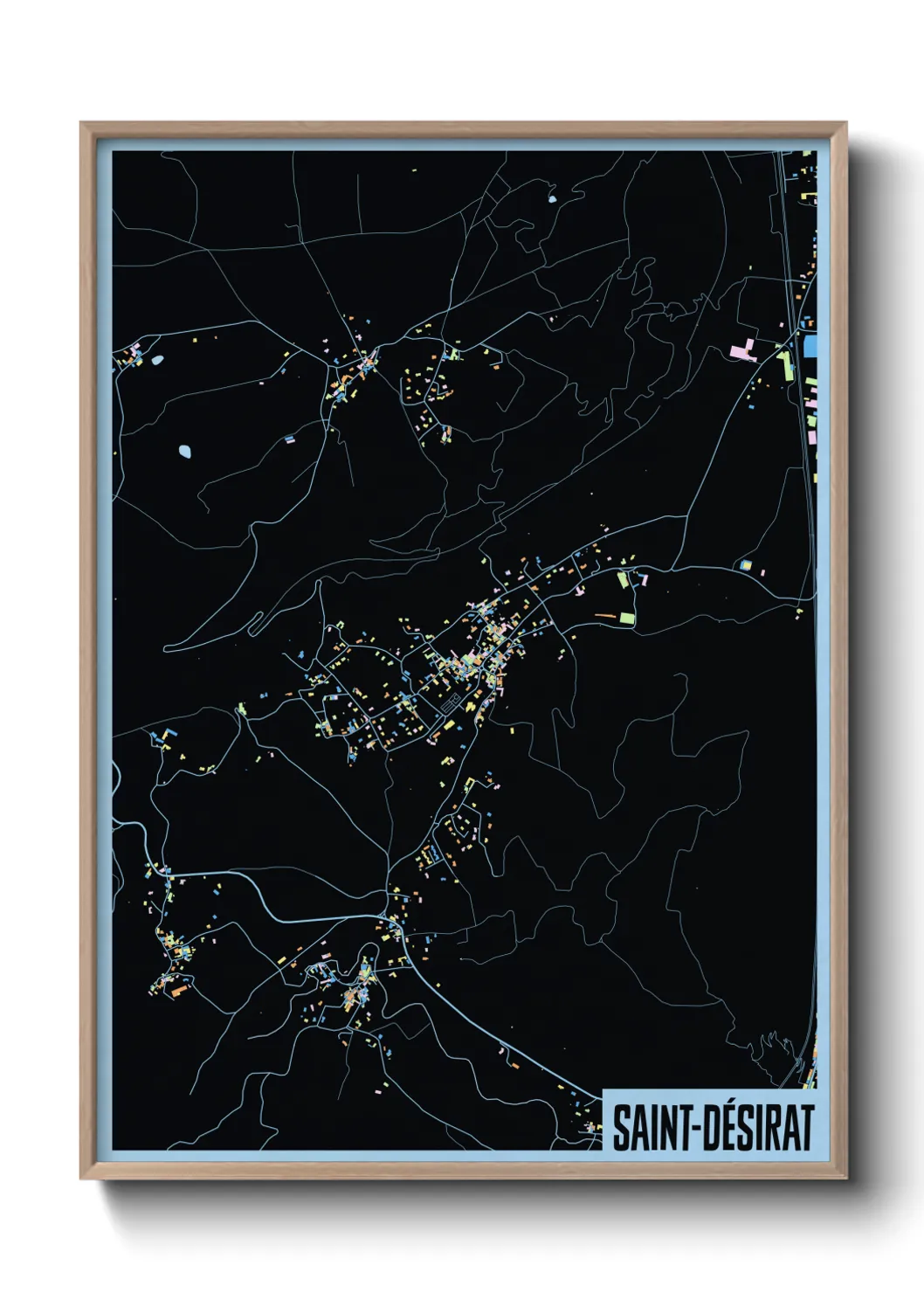 Une affiche de carte sur Saint-Désirat