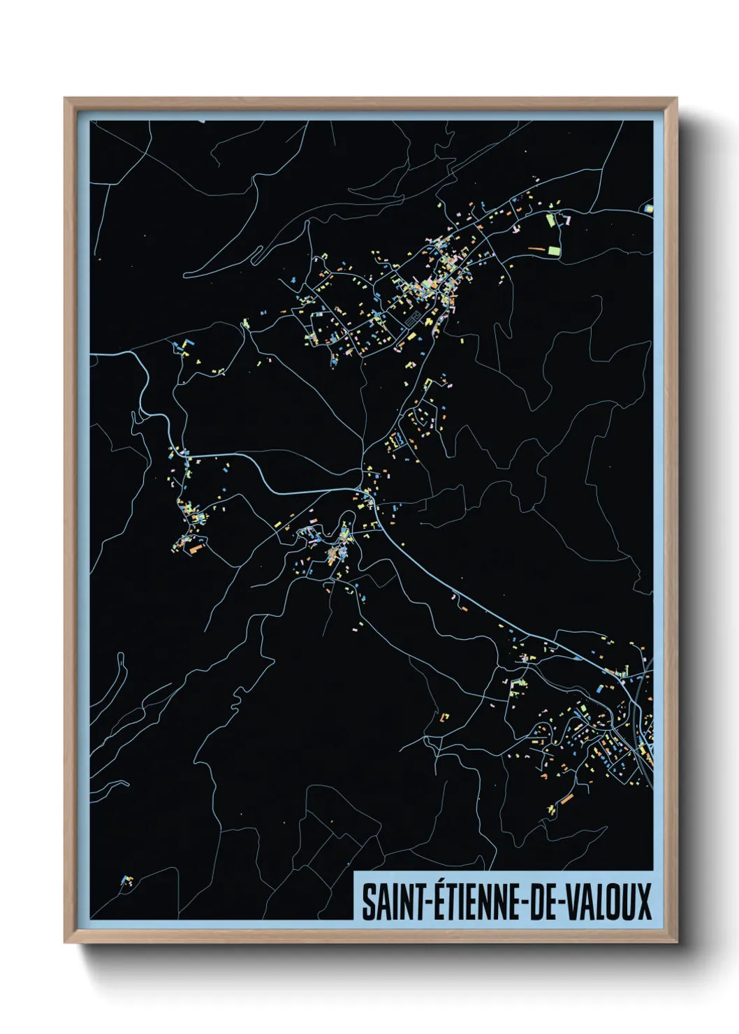 Une affiche de carte sur Saint-Étienne-de-Valoux