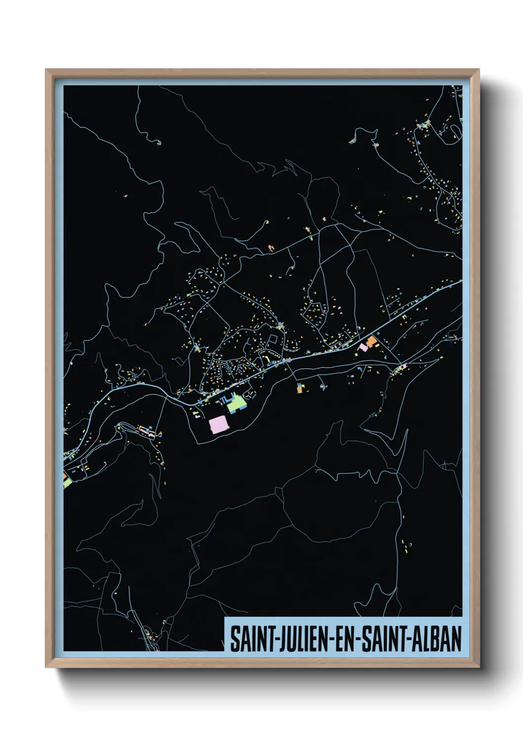 Une affiche de carte sur Saint-Julien-en-Saint-Alban