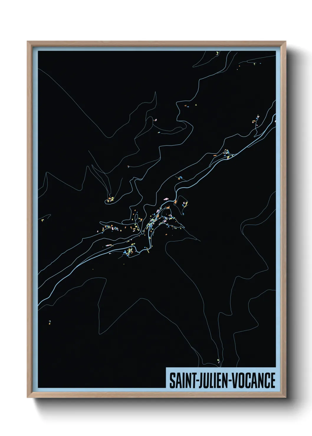 Une affiche de carte sur Saint-Julien-Vocance