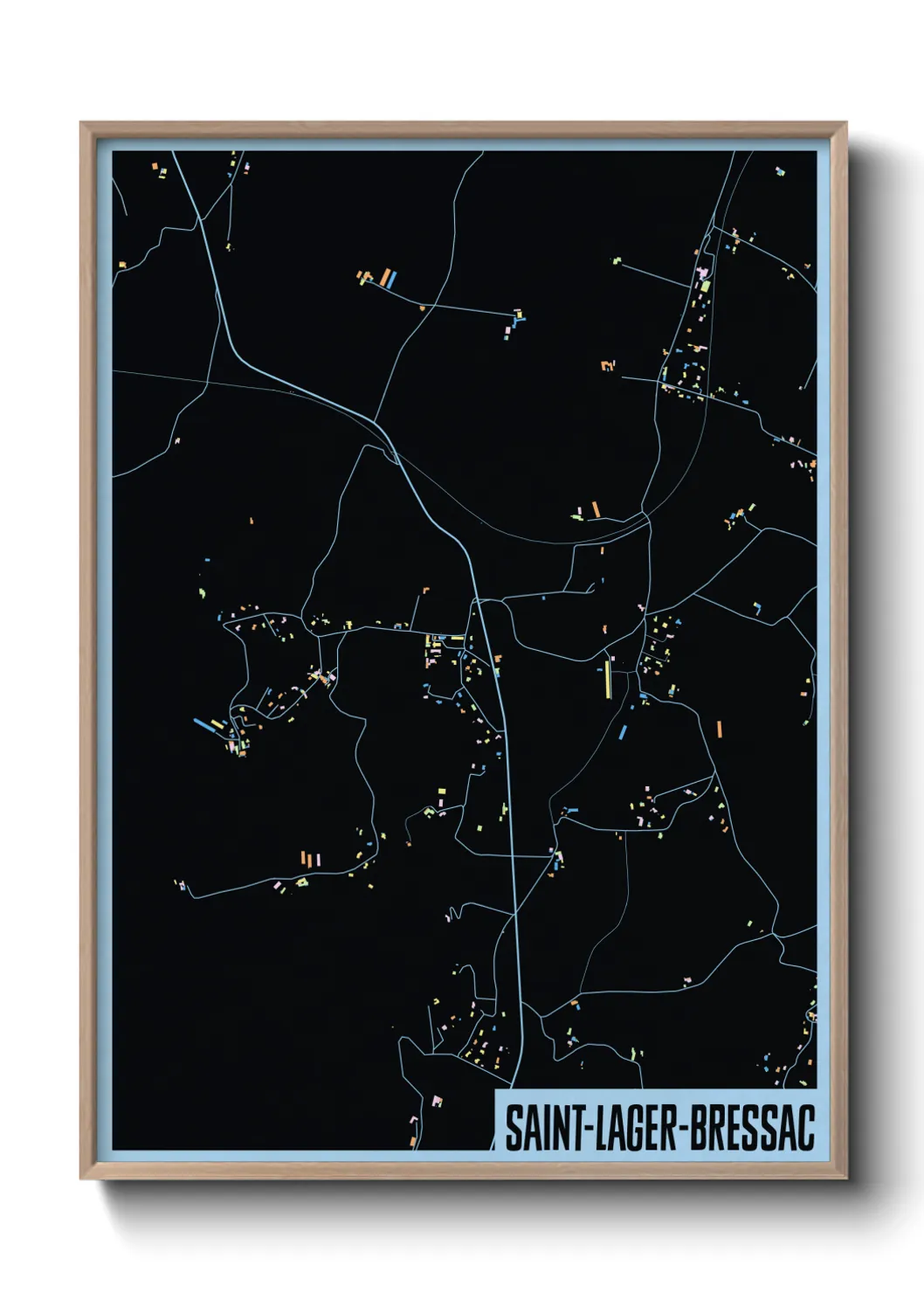 Une affiche de carte sur Saint-Lager-Bressac