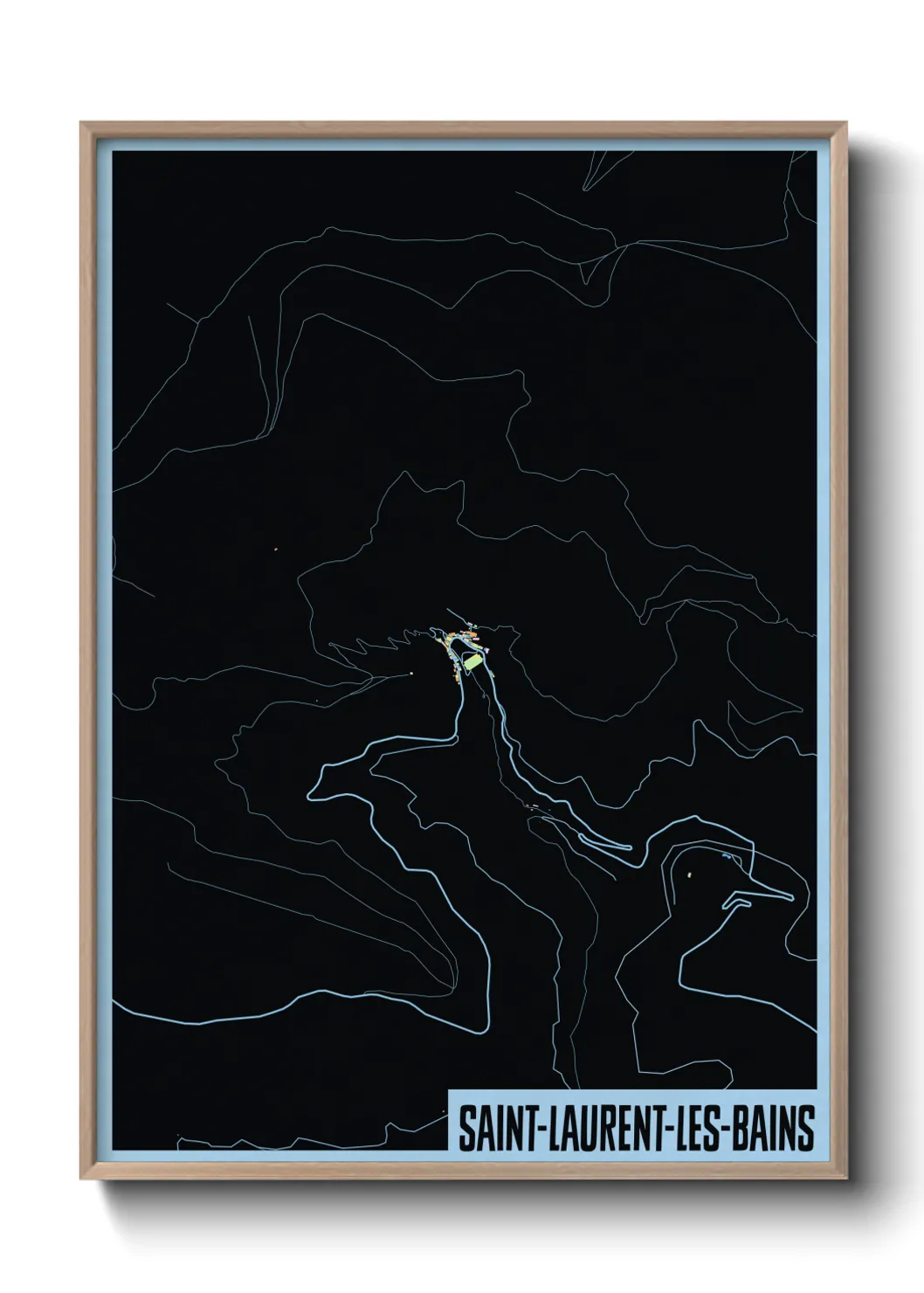 Une affiche de carte sur Saint-Laurent-les-Bains