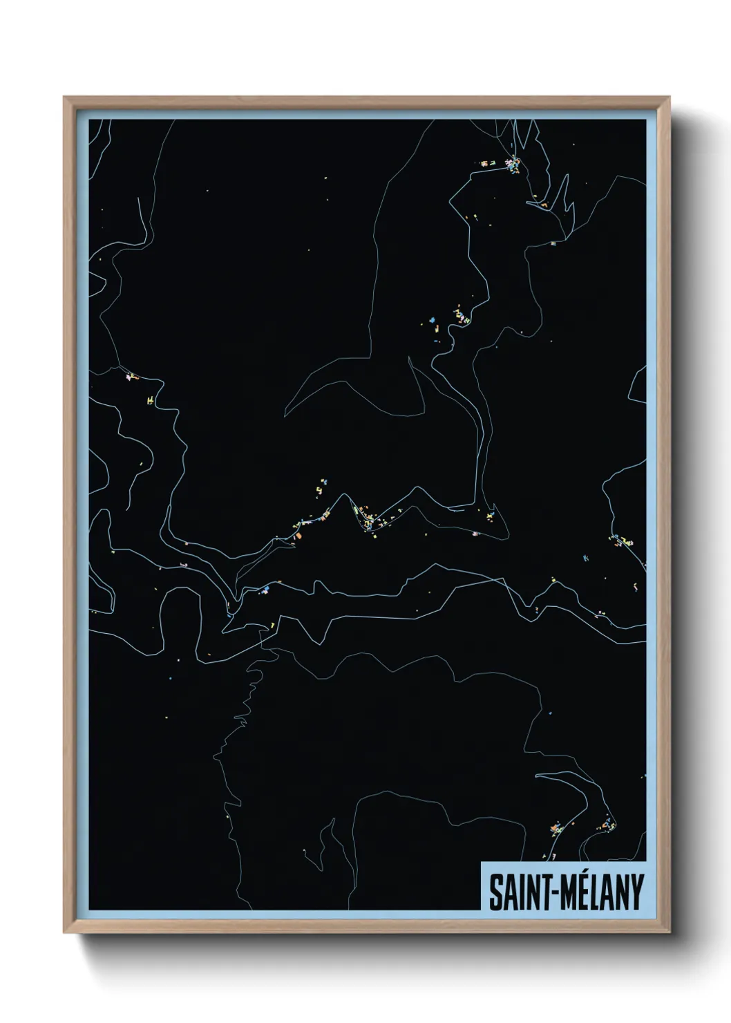 Une affiche de carte sur Saint-Mélany