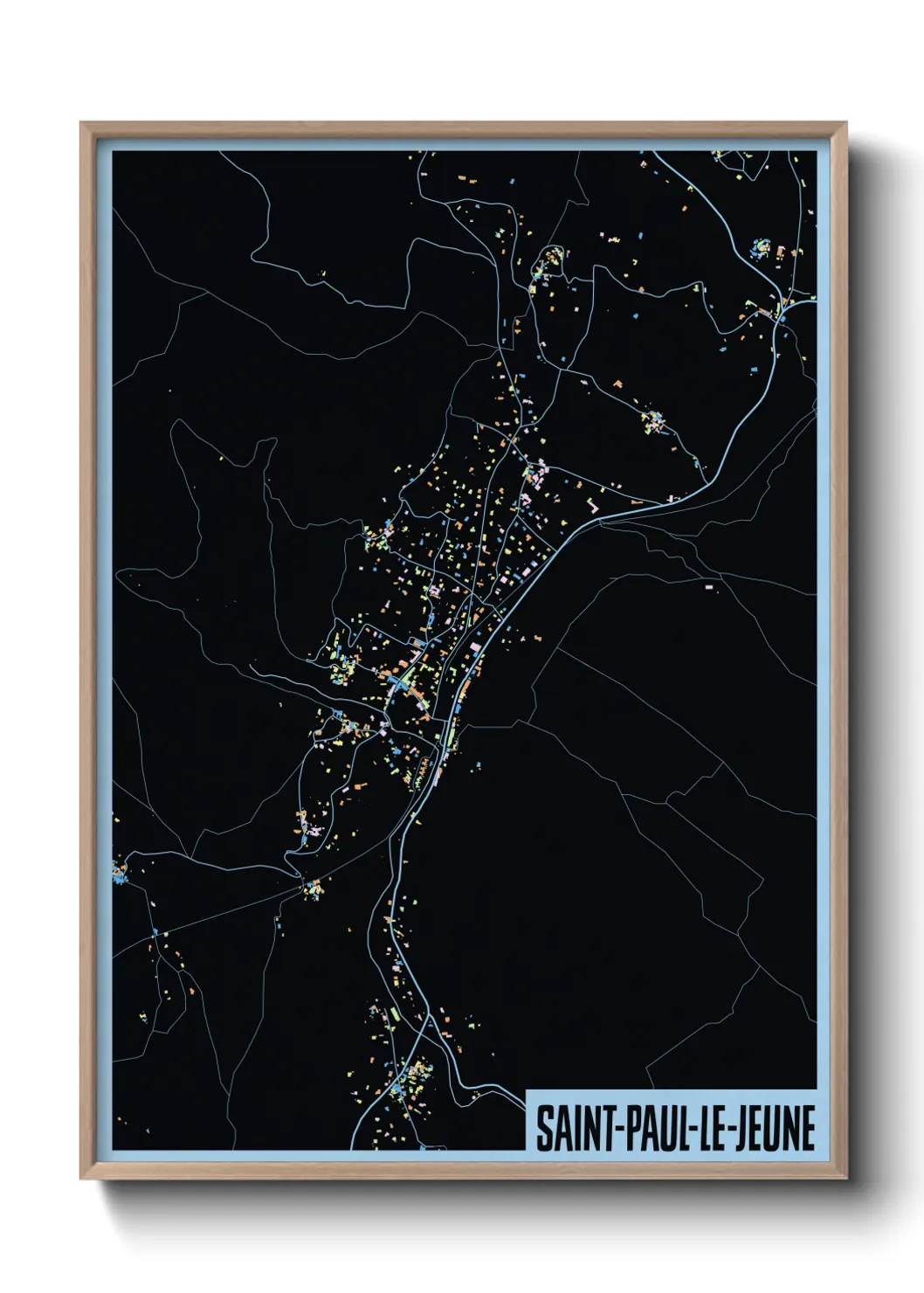 Une affiche de carte sur Saint-Paul-le-Jeune