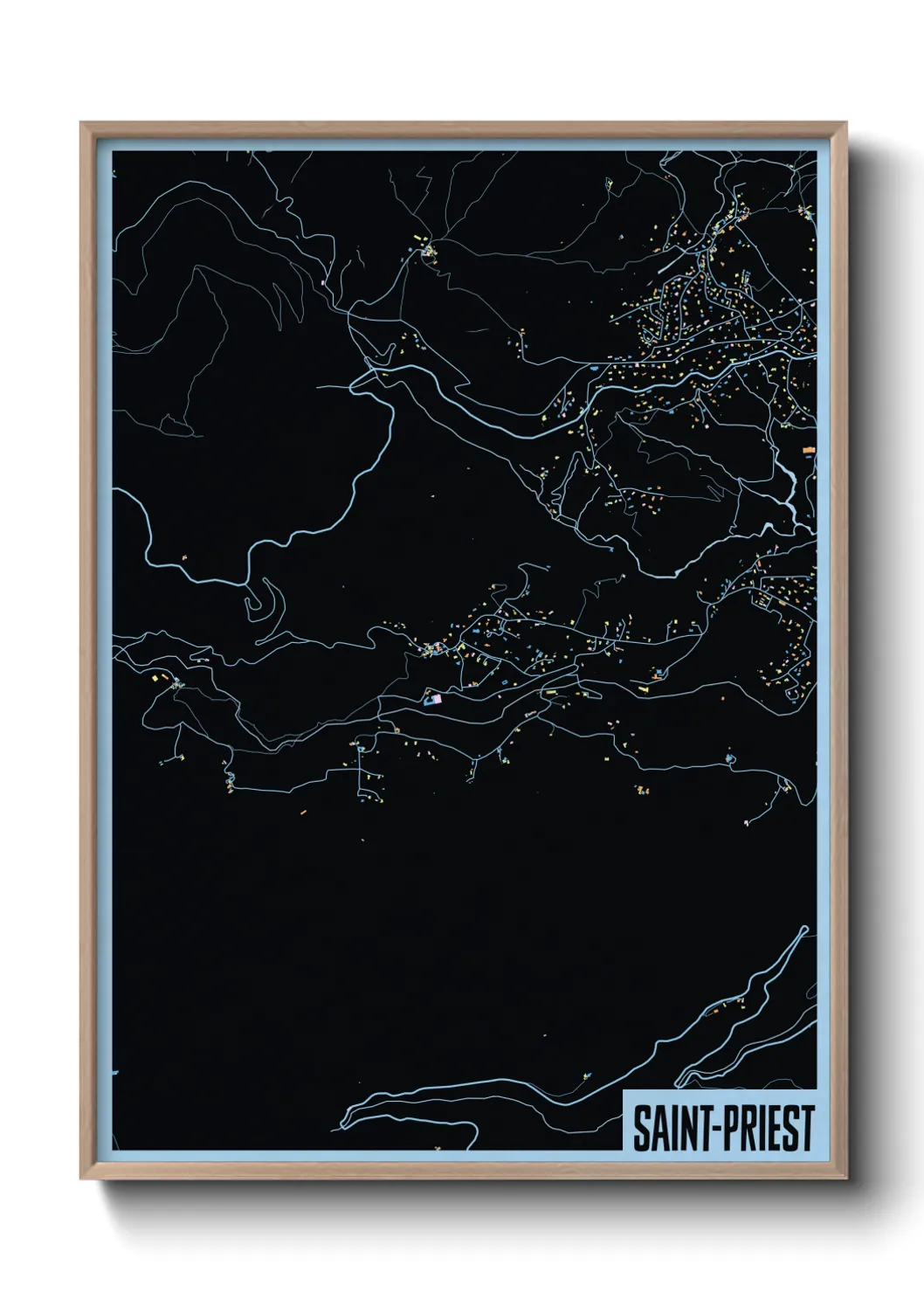 Une affiche de carte sur Saint-Priest