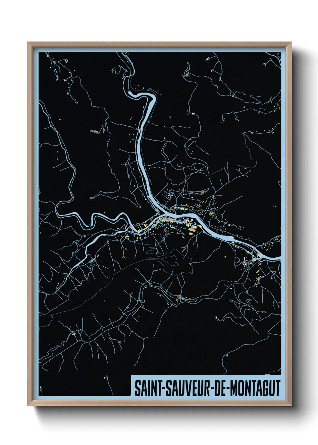 Une affiche de carte sur Saint-Sauveur-de-Montagut