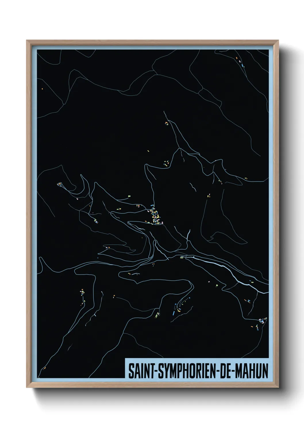 Une affiche de carte sur Saint-Symphorien-de-Mahun