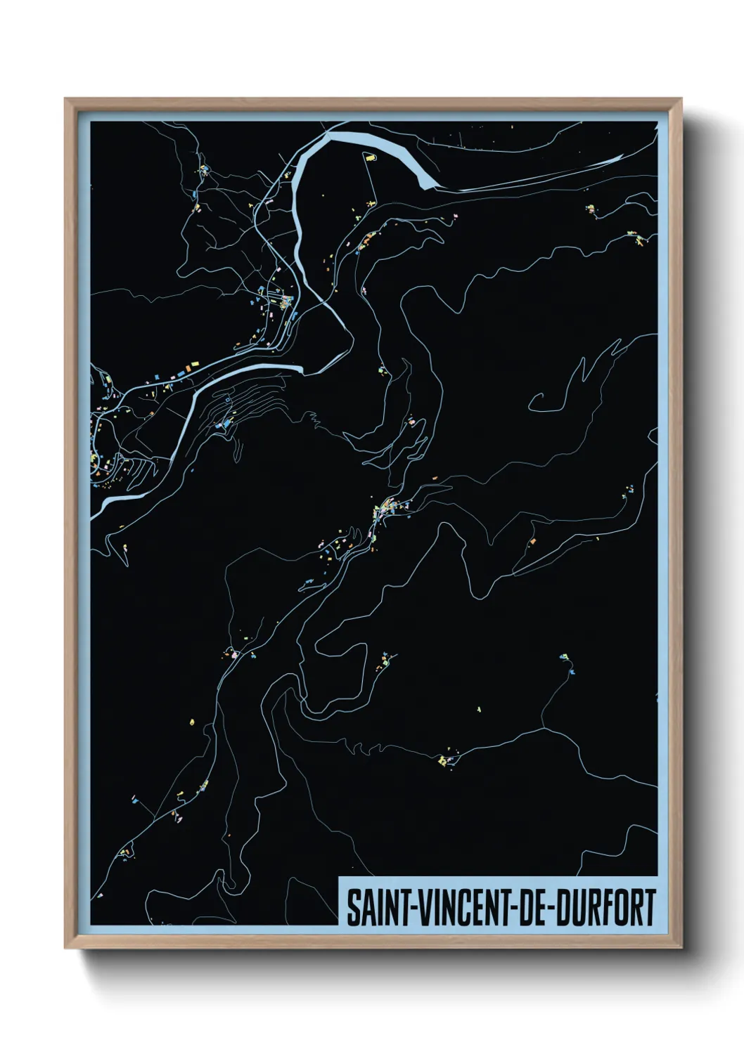 Une affiche de carte sur Saint-Vincent-de-Durfort