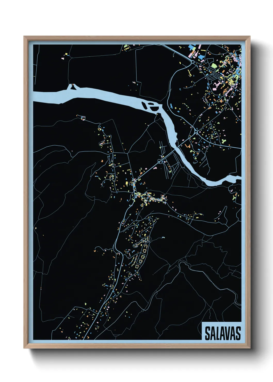 Une affiche de carte sur Salavas