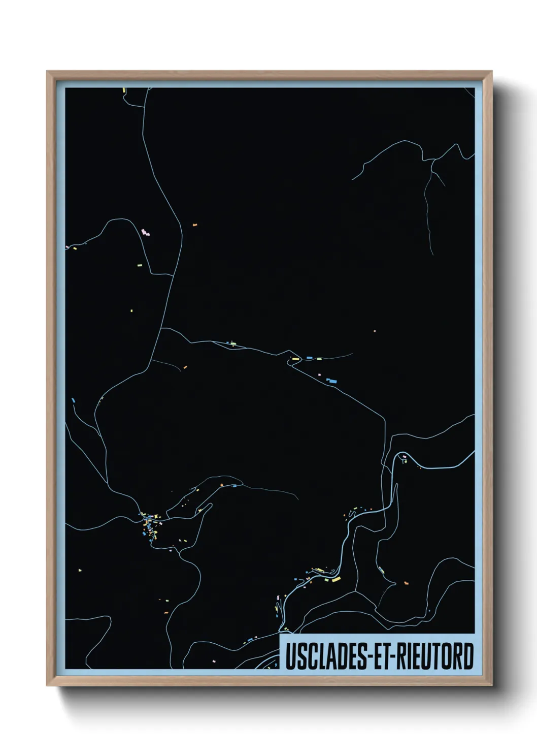 Une affiche de carte sur Usclades-et-Rieutord